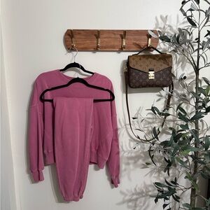 Dark Pink Cozy Sweatshirt & Jogger Set